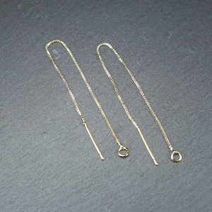 1 pair of pull-through earrings, threading earrings, 90 mm, brass 18 carat gold-plated, 10660