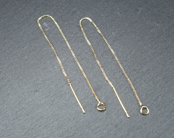 1 pair of pull-through earrings, thread earrings, 90 mm, 24 carat gold-plated brass, 10660