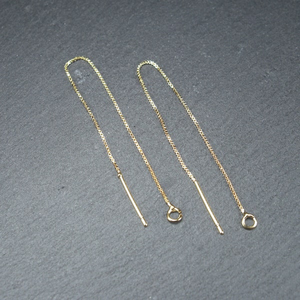 1 pair of pull-through earrings, thread earrings, 90 mm, 24 carat gold-plated brass, 10660