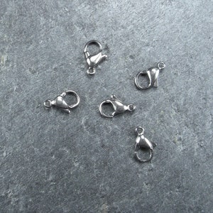 5 stainless steel snap hooks 12 x 7 mm, clasp, 10287