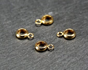 4 Anhängerösen 4 mm Edelstahl vergoldet Anhängerschlaufe, 11215