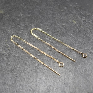 1 pair of pull-through earrings, threading earrings, 83 mm, brass 24 carat gold-plated, 10709