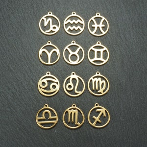 1 zawieszka ze znakiem zodiaku, stal nierdzewna, pozłacana, próba 10961