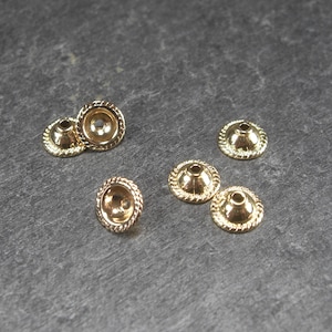 2 bead caps, plain, brass, 24 K gold-plated, 10705