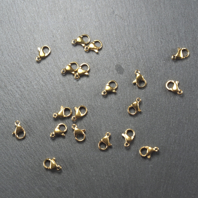 10 moschettoni placcati in oro 10 x 6 mm in acciaio inossidabile, 10294 immagine 10
