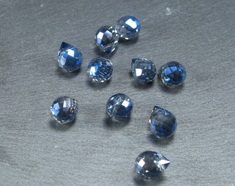 4 teardrop pendants, cut glass, dark blue, crystal, 10370