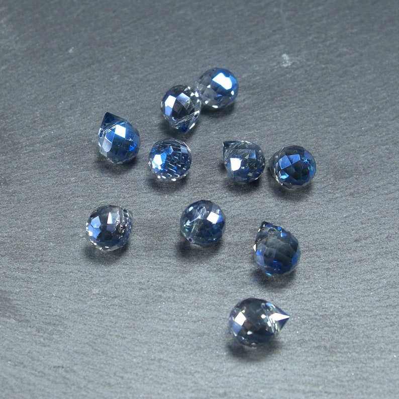 4 Tropfen Anhänger, Glas geschliffen, dunkelblau, Kristall, 10370 Bild 1