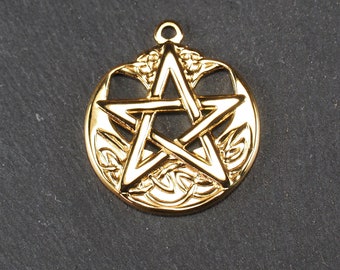 Pentagramm Anhänger Edelstahl ionenvergoldet, 10897