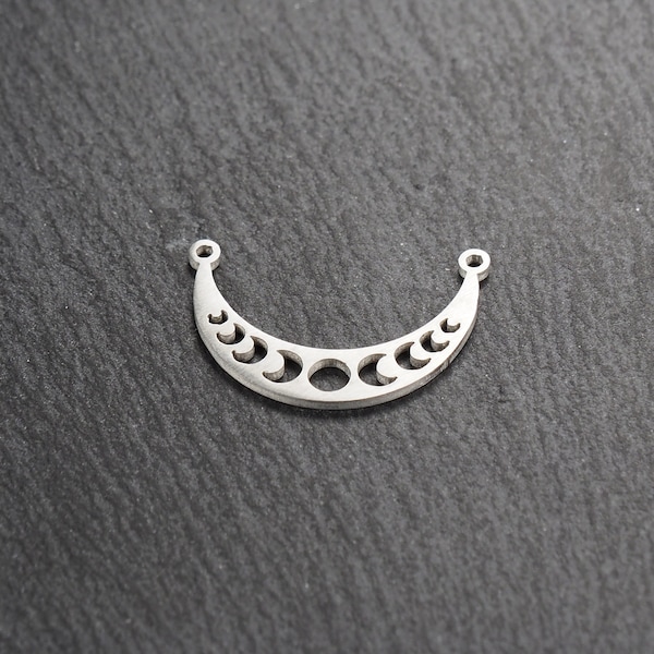 Crescent moon phase connector stainless steel, 10889