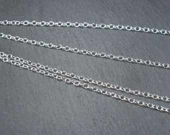 2.90 EUR/meter, 2 mm fine anchor chain, sold by the meter, silver-plated iron, 10449