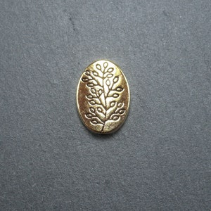 6 oval beads, floral, flowers, antique gold-colored, 10217
