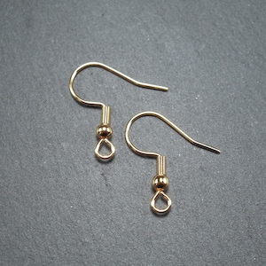 5 pairs of ear hooks, gold-colored, surgical stainless steel, leverbacks, 10162