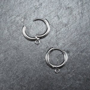 1 pair of hoop earrings for pendants, stainless steel, ear hooks, leverback, 10180