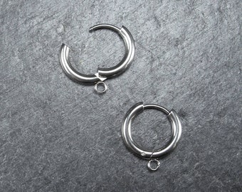 1 pair of hoop earrings for pendants, stainless steel, ear hooks, leverback, 10180