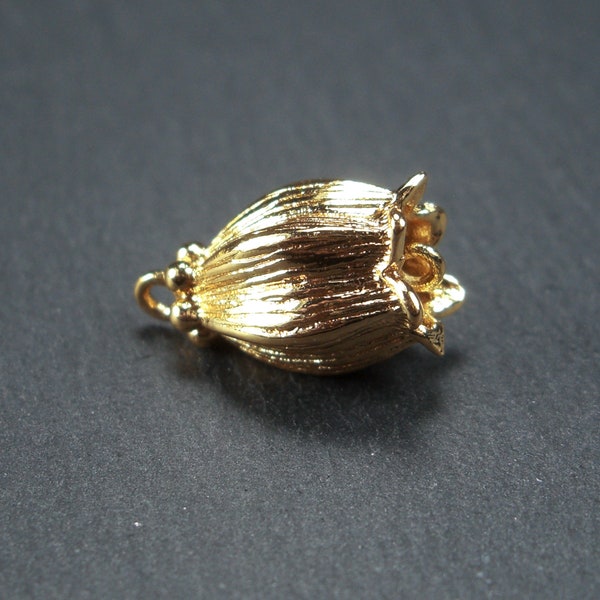1 pendant calyx, flower, brass, 24 K gold-plated, 10612