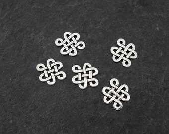 10 pendant connectors Celtic knot, antique silver color, 10255