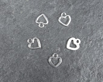 20 pendants small heart, antique silver, 10053