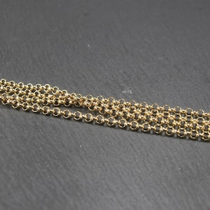 3 mm stainless steel chain gold-plated, 1 m, rolo chain, 10626