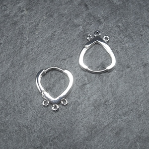 1 pair of hoop earrings, huggies, brass, silver-plated, leverback, folding hoop earrings, 10428