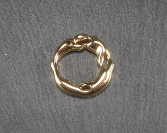 Ring pendant connector 24k gold plated, 10873