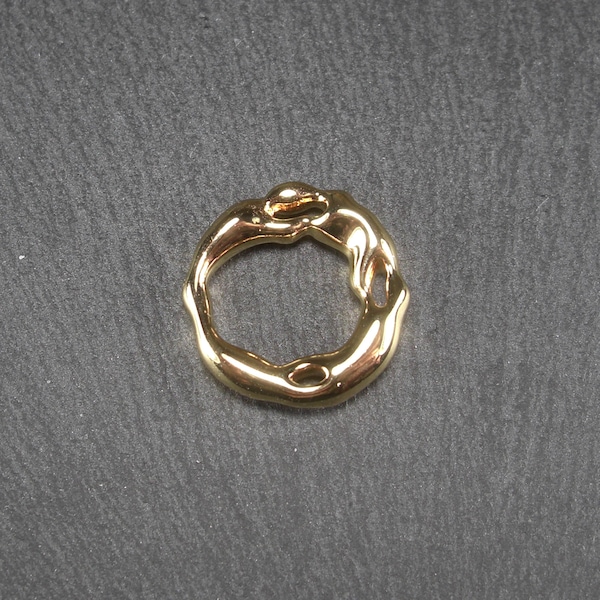 Ring pendant connector 24k gold plated, 10873