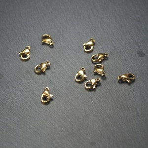 10 moschettoni placcati in oro 10 x 6 mm in acciaio inossidabile, 10294 immagine 9