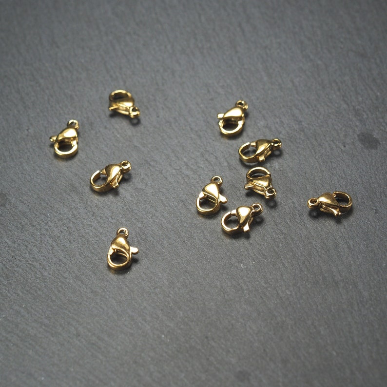 10 moschettoni placcati in oro 10 x 6 mm in acciaio inossidabile, 10294 immagine 9