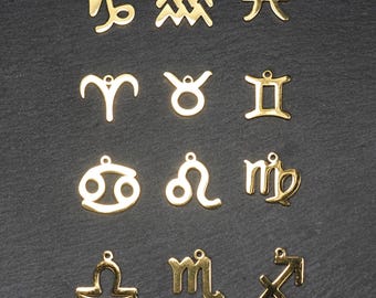 1 Anhänger Sternzeichen Edelstahl vergoldet Symbol Tierkreiszeichen Astrologie Auswahl mystisch, 11188