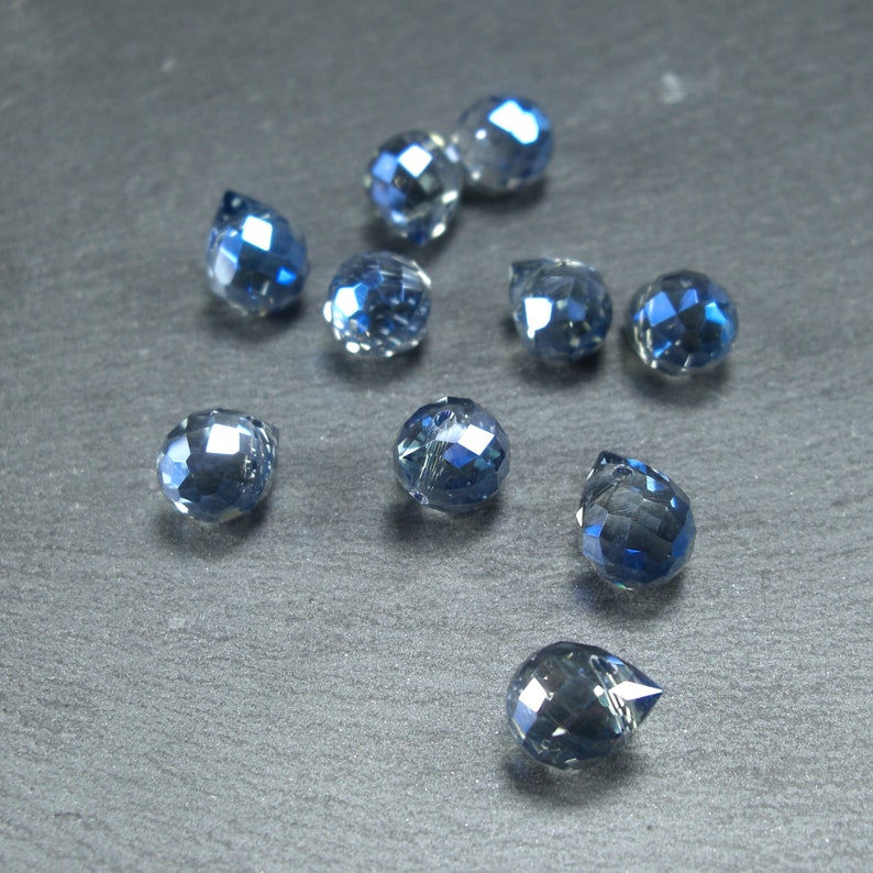 4 Tropfen Anhänger, Glas geschliffen, dunkelblau, Kristall, 10370 Bild 2