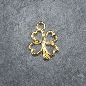 10 clover pendants, clover leaf, gold-colored, 10517