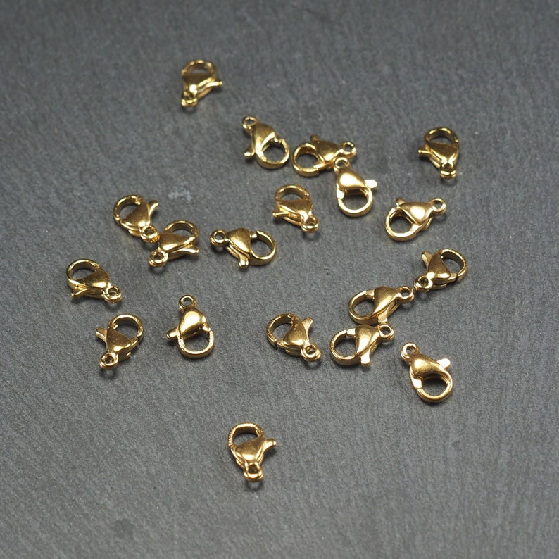 10 moschettoni placcati in oro 10 x 6 mm in acciaio inossidabile, 10294 immagine 8