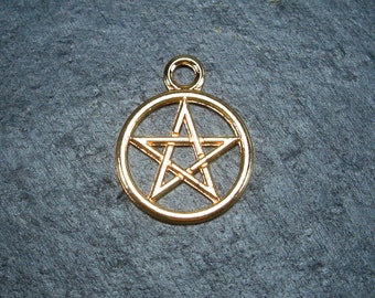 5 pendants pentagram, antique gold, 10005