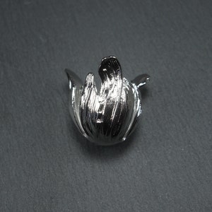 1 pearl cap/pendant tulip, brass, silver-plated, blossom, 10421
