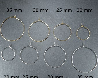 2 pairs of hoop earrings for beading, stainless steel, earwires, leverback, 10167