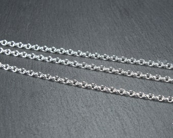 3.30 Eur/meter, 2 x 3 mm fine anchor chain, by the meter, brass silver-plated, 10448