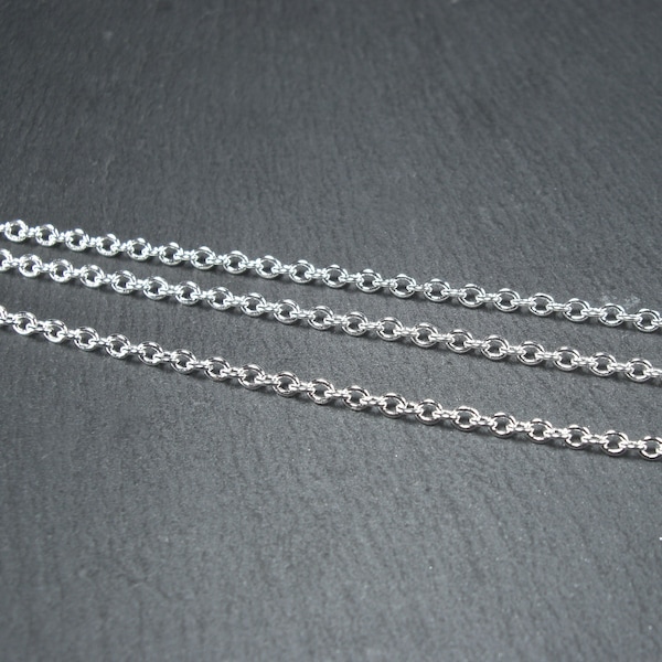 3.30 Eur/meter, 2 x 3 mm fine anchor chain, by the meter, brass silver-plated, 10448