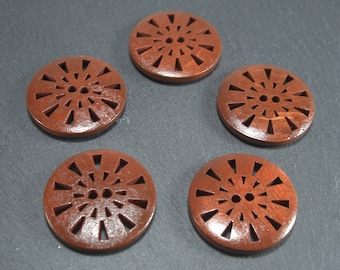 5 boutons en bois, 25 mm, boutons en bois, boutons de veste, pull, 10352