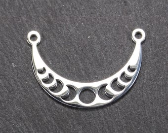 1 großer Mondphasen Verbinder Edelstahl Sichelform Mondmagie Hexe Wicca Boho Mystik Magie Schmuckelement Geschenk, 11292