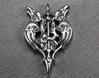 1 Rabenschwert Anhänger 3D plastisch 304 Edelstahl detailreich Wikinger Kraft Schutz Amulett Symbol Talisman, 11315