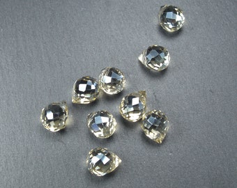 4 teardrop pendant, cut glass, light champagne, crystal (10368)