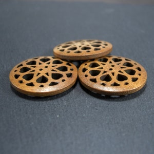 5 buttons wood, 25 mm, wooden buttons, jacket buttons, sweater, 10353 image 3