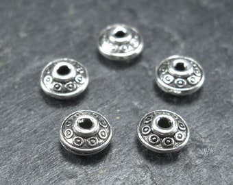 10 Spacer Pearls Roundel, antique silver, 10222