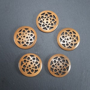 5 wooden buttons, 25 mm, wooden buttons, jacket buttons, sweater buttons, 10351