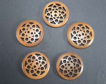 5 boutons en bois, 25 mm, boutons en bois, boutons de veste, pull, 10351