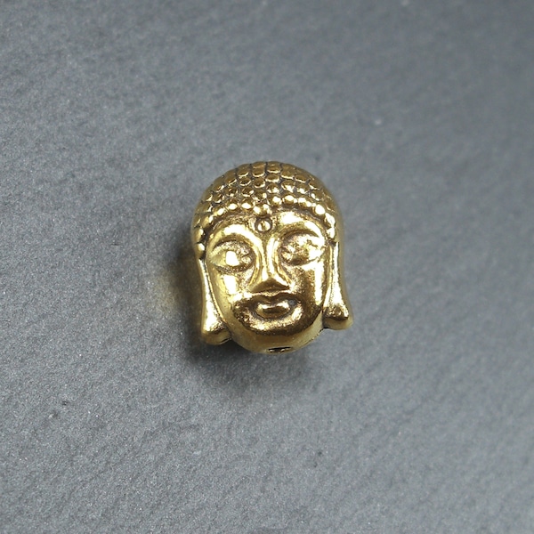 5 Perlen Buddha, Buddhakopf, goldfarben, 10472