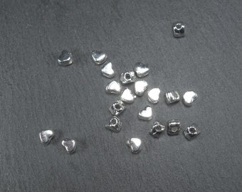 50 mini Pearls Heart, antique silver, 10416