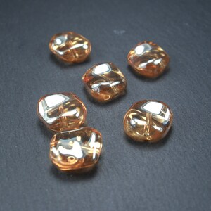 5 glass beads 10 mm, irregular, shiny, 10561