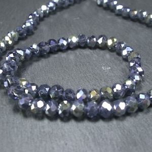 1 strand of glass beads, cut glass, navy blue, crystal, 10494