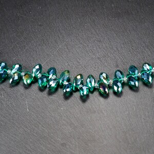 10 teardrop pendants, cut glass, green, crystal, 10943 image 2