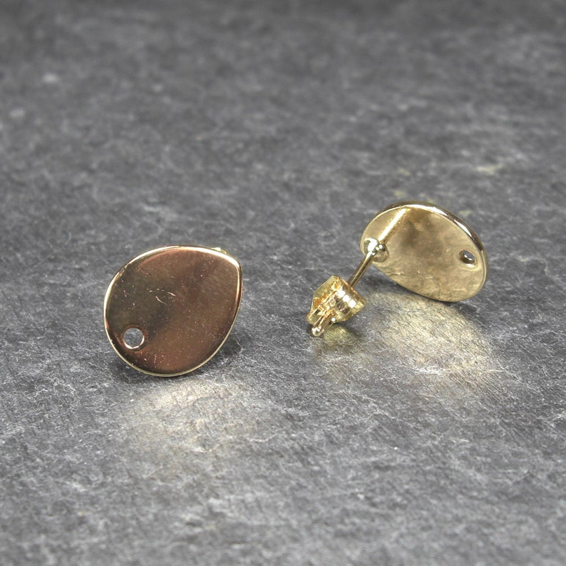 1 pair of ear studs for pendants, teardrop-shaped, brass, 24 K gold plated, 10839 image 4